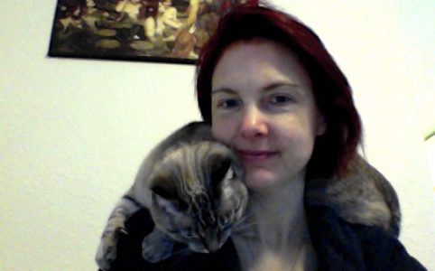 Velcro Kitty, aka Kiki, with Sallie Goetsch